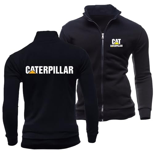 DRTBAC Dünne Jacke Herren Ca.ter-pillar, Regular Dünne Bomberjacke Übergangsjacke mit Taschen, Outdoor Herbst Winter Fliegerjacke für Unisex(Black,M) von DRTBAC