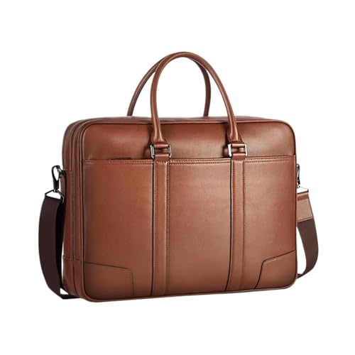 DRTBAC Herren Aktentaschen Handtaschen Echtes Leder Messenger Schultertaschen Laptop Taschen Tragetaschen 16 Zoll(Brown) von DRTBAC