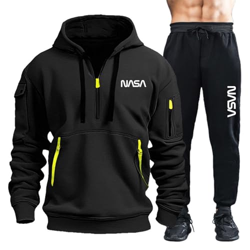 DRTBAC Jogginganzug N.A.S.A, Basic Freizeitanzug, Taschen Hoodies mit Hose(Multicolor 7,M) von DRTBAC