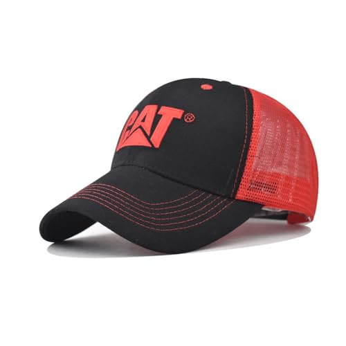 DRTBAC Kappen Herren Ca.ter-pillar, Freizeit Retro Unisex Einstellbare Baseball Hut, Sport Golf Reisen Basecap für Damen Herren(Red) von DRTBAC