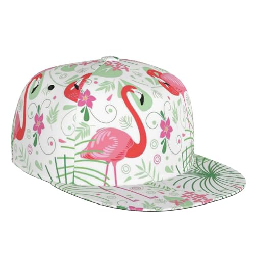 DRTGEDS Baseballkappe mit Cartoon-Lama-Alpaka-Motiv, Herrenmütze, Snapback, flache Krempe, Baseballkappe, Florale Flamingo-Botanik, Einheitsgr��e von DRTGEDS