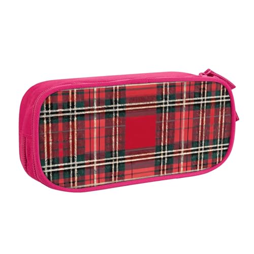 DRTGEDS Federmäppchen, kariert, Rot und Schwarz, großes Fassungsvermögen, Stiftetasche, Schreibwaren-Tasche, Stifteetui für Büro, rose, Einheitsgröße, Sportlich von DRTGEDS