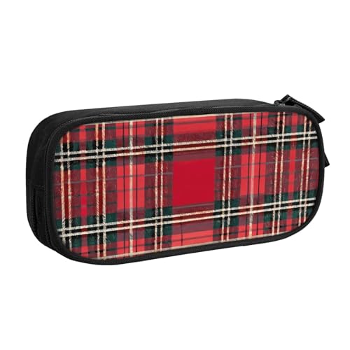 DRTGEDS Federmäppchen, kariert, Rot und Schwarz, großes Fassungsvermögen, Stiftetasche, Schreibwaren-Tasche, Stifteetui für Büro von DRTGEDS
