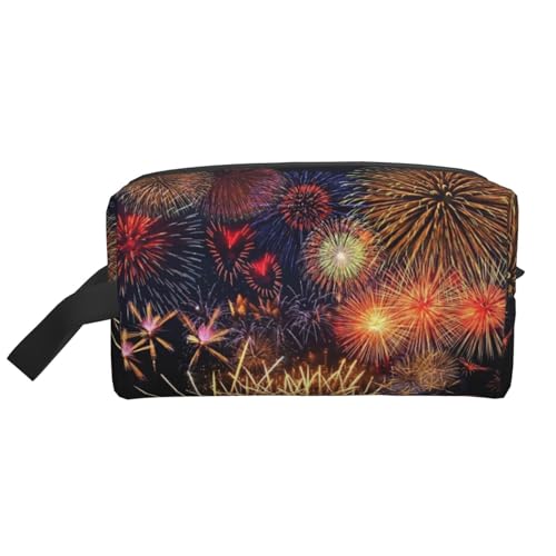 DRTGEDS Fireworks Kulturbeutel für Herren, tragbare Reise-Kulturbeutel, Rasiertasche, kleine Tasche, Feuerwerk, Einheitsgröße von DRTGEDS