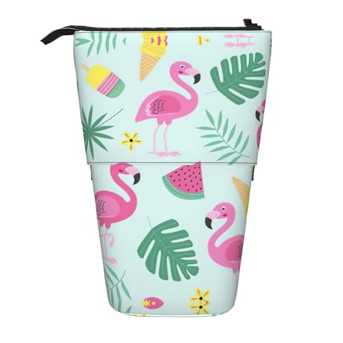 DRTGEDS Flamingo Eiscreme-/Obst-Schreibwaren-Tasche, Teleskop-Stifttasche, Make-up-Organizer, Federmäppchen von DRTGEDS