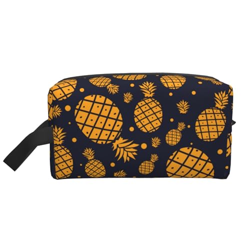 DRTGEDS Goldene Ananas-Kulturbeutel für Herren, tragbare Reise-Kulturbeutel, Rasiertasche, kleine Tasche, Goldfarbene Ananas, Einheitsgröße von DRTGEDS