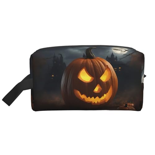 DRTGEDS Halloween-Kulturbeutel für Herren, tragbar, Reise-Kulturbeutel, Rasiertasche, kleine Tasche, Halloween-Kürbis2, Einheitsgröße von DRTGEDS