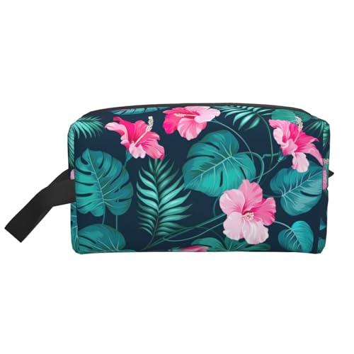 DRTGEDS Hawaii Kulturbeutel für Herren, tragbar, Reise-Kulturbeutel, Rasiertasche, kleine Tasche, Rosa, Hawaii Pink Flower, Einheitsgröße von DRTGEDS