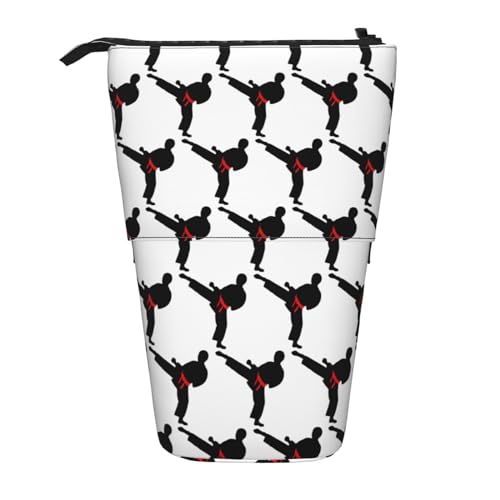 DRTGEDS Karate Boy Vector auswechselbarer Gürtel Farbe Stehende Schreibwarentasche Teleskop-Stifttasche Halter Make-up Organizer Federmäppchen von DRTGEDS