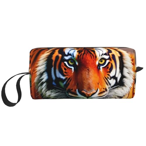 DRTGEDS Kosmetiktasche für Damen, Motiv: Tigerstreifen, orangefarbenes Muster, kleine Make-up-Tasche für Geldbörse, Make-up-Tasche, Reise-Make-up-Tasche mit Reißverschluss, Tigerstreifen, von DRTGEDS