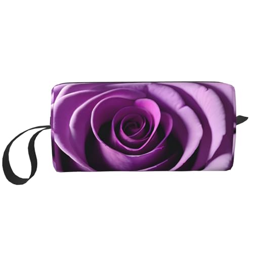 DRTGEDS Kosmetiktasche für Damen, kleine Make-up-Tasche für Geldbörse, Make-up-Tasche, Reise-Make-up-Tasche mit Reißverschluss, Lila, Purple Rose, Einheitsgröße von DRTGEDS