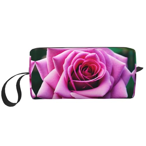 DRTGEDS Kosmetiktasche für Damen, kleine Make-up-Tasche für Geldbörse, Make-up-Tasche, Reise-Make-up-Tasche mit Reißverschluss, Lila, Violett/Rosa Blumenmuster, Einheitsgröße von DRTGEDS