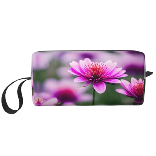 DRTGEDS Kosmetiktasche für Damen, kleine Make-up-Tasche für Geldbörse, Make-up-Tasche, Reise-Make-up-Tasche mit Reißverschluss, Rosa, Rosa Blume, violetter Schmetterling, Einheitsgröße von DRTGEDS