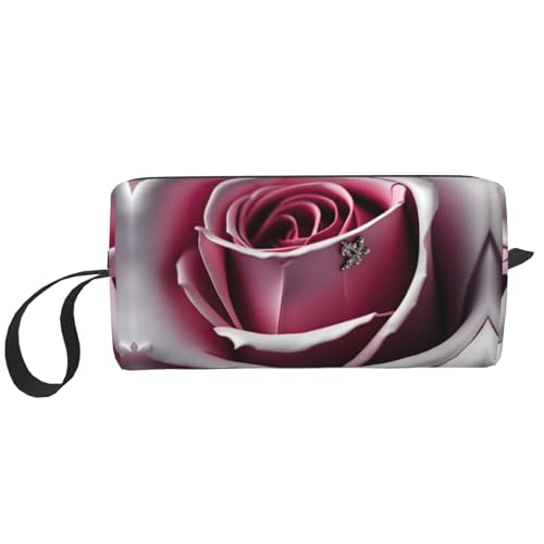 DRTGEDS Kosmetiktasche für Damen, kleine Make-up-Tasche für Geldbörse, Make-up-Tasche, Reise-Make-up-Tasche mit Reißverschluss, Rosa, Rosa Rose Nahaufnahme, Einheitsgröße von DRTGEDS