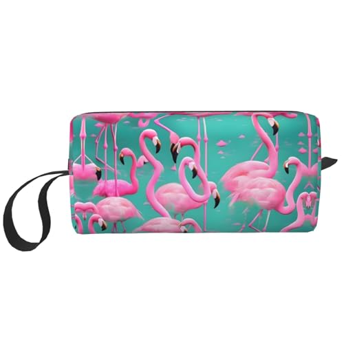 DRTGEDS Kosmetiktasche für Damen, kleine Make-up-Tasche für Geldbörse, Make-up-Tasche, Reise-Make-up-Tasche mit Reißverschluss, Rosa, Schöne rosa Flamingos, Einheitsgröße von DRTGEDS