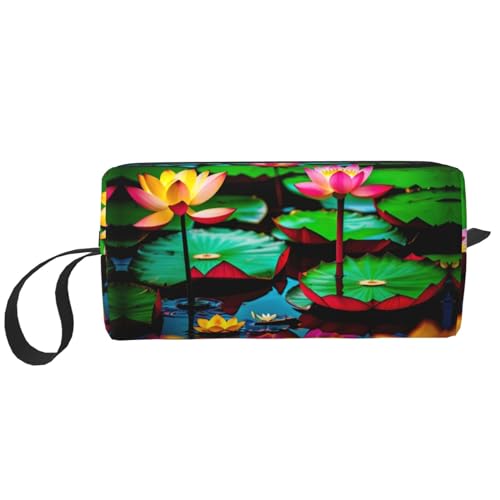 DRTGEDS Kosmetiktasche mit Blumenblättern, für Damen, kleine Make-up-Tasche für Geldbörse, Make-up-Tasche, Reise-Make-up-Tasche mit Reißverschluss, Violett / Rot, Blütenblätter, lila, rot, Blume 1, von DRTGEDS