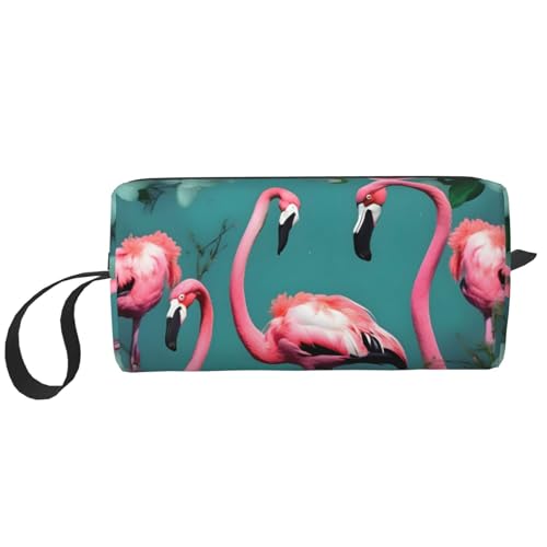 DRTGEDS Kosmetiktasche mit Flamingo-Blumen für Damen, kleine Make-up-Tasche für Geldbörse, Make-up-Tasche, Reise-Make-up-Tasche mit Reißverschluss, Flamingo Blumen, Einheitsgröße von DRTGEDS