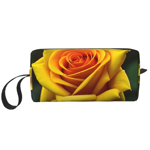 DRTGEDS Kosmetiktasche mit gelbem Rosenbild, kleine Make-up-Tasche für Geldbörse, Make-up-Tasche, Reise-Make-up-Tasche mit Reißverschluss, Bild mit gelber Rose, Einheitsgröße von DRTGEDS