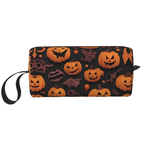 DRTGEDS Kosmetiktasche mit niedlichem Halloween-Muster, kleine Make-up-Tasche für Geldbörse, Make-up-Tasche, Reise-Make-up-Tasche mit Reißverschluss, Niedliches Halloween-Muster 2, Einheitsgröße von DRTGEDS