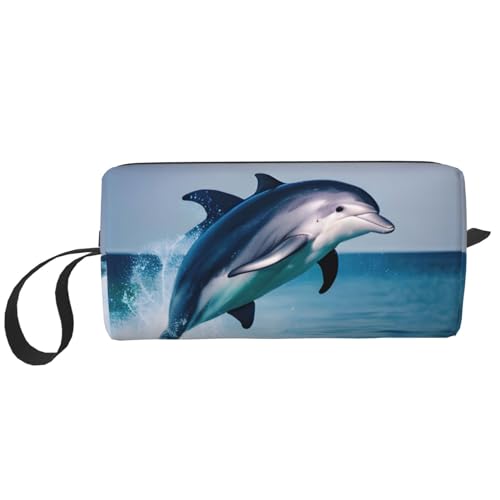 DRTGEDS Kosmetiktasche mit süßem Delfin, kleine Make-up-Tasche für Geldbörse, Make-up-Tasche, Reise-Make-up-Tasche mit Reißverschluss, Niedlicher Delphin, Einheitsgröße von DRTGEDS