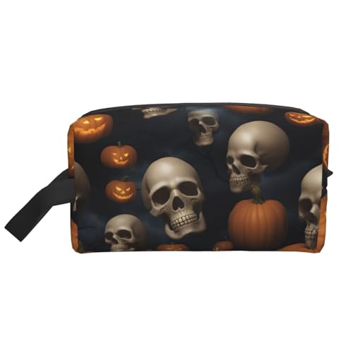 DRTGEDS Kulturbeutel für Herren, Halloween-Totenkopf-Design, tragbare Reise-Kulturbeutel, Rasiertasche, kleine Tasche, Halloween Totenkopf, Einheitsgröße von DRTGEDS