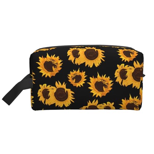 DRTGEDS Kulturbeutel für Herren, Motiv: Goldene Sonnenblumen, tragbare Reise-Kulturbeutel, Rasiertasche, kleine Tasche, Goldene Sonnenblumen, Einheitsgröße von DRTGEDS