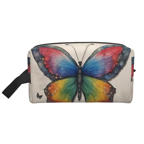 DRTGEDS Kulturbeutel für Herren, Regenbogen-Schmetterling, tragbare Reise-Kulturbeutel, Rasiertasche, kleine Tasche, Regenbogen-Schmetterling 1, Einheitsgröße von DRTGEDS