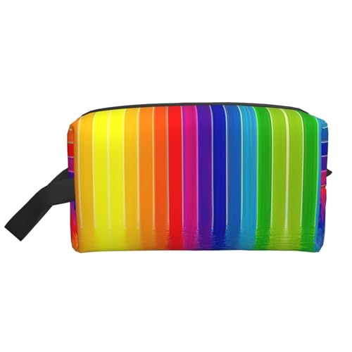 DRTGEDS Kulturbeutel für Herren, Regenbogen-gestreift, tragbare Reise-Kulturbeutel, Rasiertasche, kleine Tasche, Regenbogengestreift, Einheitsgröße von DRTGEDS