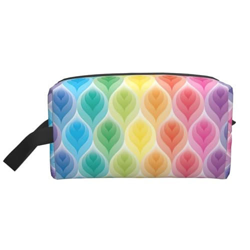 DRTGEDS Kulturbeutel für Herren, Regenbogenfarben, Farbverlauf, Blätter, tragbare Reise-Kulturbeutel, Rasiertasche, kleine Tasche, Regenbogenfarben, Farbverlauf, Blatt, Einheitsgröße von DRTGEDS