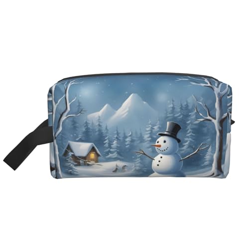 DRTGEDS Kulturbeutel für Herren, Schneemann, tragbar, Reise-Kulturbeutel, Rasiertasche, kleine Tasche, Winter-Schneemann 2, Einheitsgröße von DRTGEDS