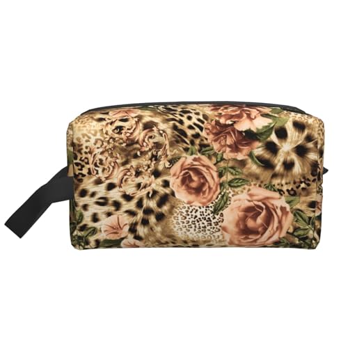 DRTGEDS Kulturbeutel für Herren, gestreift, Leopardenmuster, tragbare Reise-Kulturbeutel, Rasiertasche, kleine Tasche, Gestreifter Leopard, Einheitsgröße von DRTGEDS