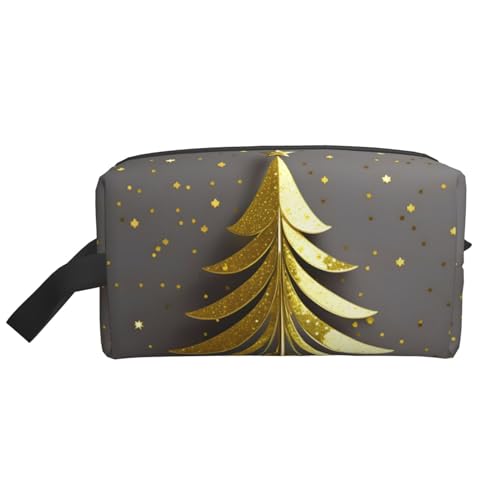 DRTGEDS Kulturbeutel für Herren, goldfarbener Glitzer, Weihnachtsbaum, tragbare Reise-Kulturbeutel, Rasiertasche, kleine Tasche, Goldener Glitzer-Weihnachtsbaum, Einheitsgröße von DRTGEDS