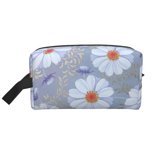 DRTGEDS Kulturbeutel für Herren, tragbar, Reise-Kulturbeutel, Rasiertasche, kleine Tasche, Gänseblümchenblau, Daisy Blue, Einheitsgröße von DRTGEDS