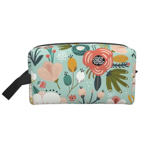 DRTGEDS Kulturbeutel mit Blumenmotiv für Herren, tragbare Reise-Kulturbeutel, Rasiertasche, kleine Tasche, Blumen, Einheitsgröße von DRTGEDS