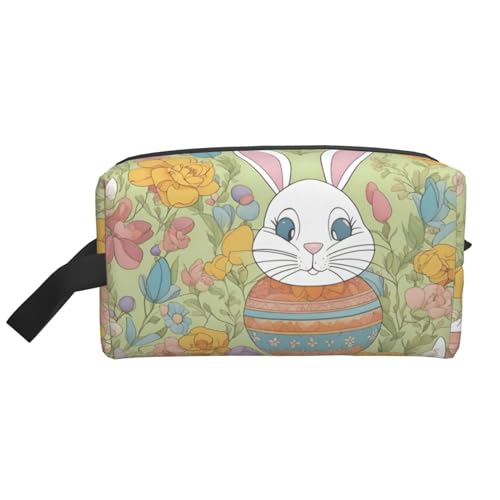 DRTGEDS Kulturbeutel mit Osterhasen-Blumenmuster für Herren, tragbare Reise-Kulturbeutel, Rasiertasche, kleine Tasche, Osterhase Floral2, Einheitsgröße von DRTGEDS