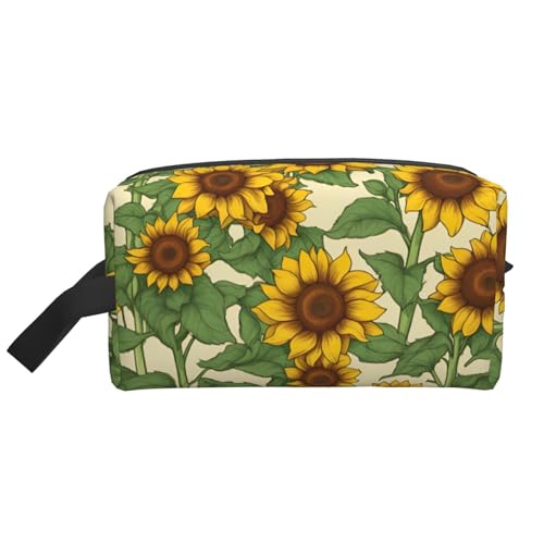 DRTGEDS Kulturbeutel mit Sonnenblumenmotiv für Herren, tragbare Reise-Kulturbeutel, Rasiertasche, kleine Tasche, Sonnenblume, Einheitsgröße von DRTGEDS