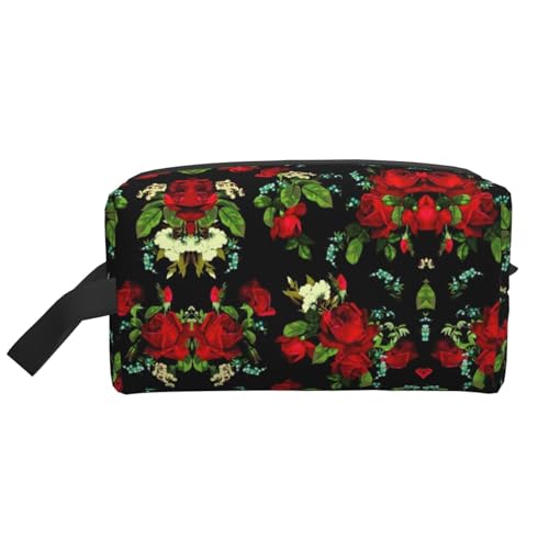 DRTGEDS Kulturbeutel mit schönem Rosenmotiv für Herren, tragbare Reise-Kulturbeutel, Rasiertasche, kleine Tasche, Schönes Rosen-Geschenk, Einheitsgröße von DRTGEDS