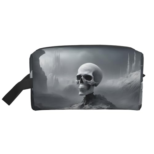 DRTGEDS Kulturtasche für Herren, Punk, Skul, tragbar, Reise-Kulturbeutel, Rasiertasche, kleine Tasche, Weiß, Weißer Punk-Skull, Einheitsgröße von DRTGEDS