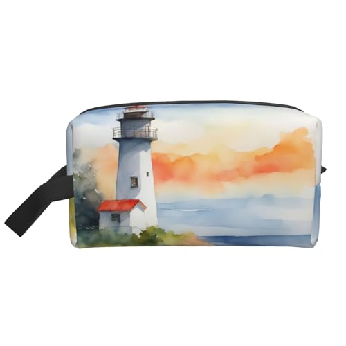 DRTGEDS Lighthouse Kulturbeutel für Herren, tragbare Reise-Kulturbeutel, Rasiertasche, kleine Tasche, Leuchtturm, Einheitsgröße von DRTGEDS