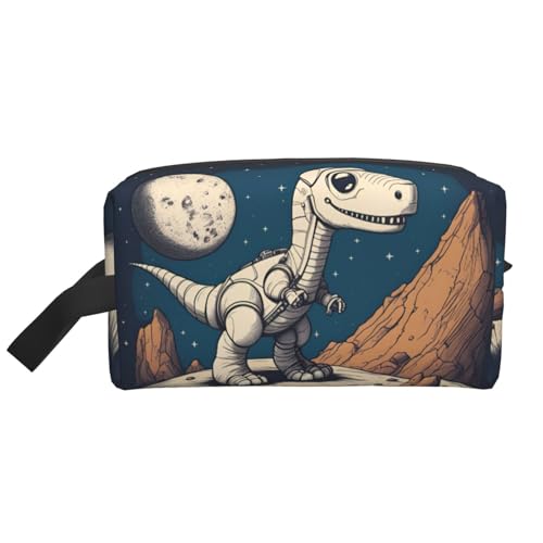 DRTGEDS Lustiger Astronauten-Kulturbeutel für Herren, tragbar, Reise-Kulturbeutel, Rasiertasche, kleine Tasche, Lustiger Astronauten-Dinosaurier-Rocke, Einheitsgröße von DRTGEDS