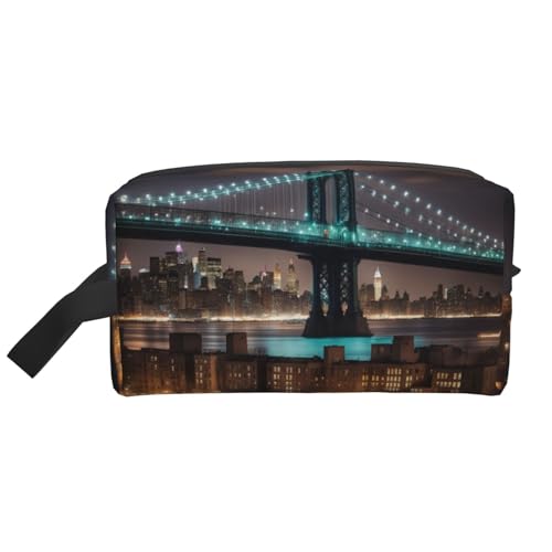 DRTGEDS New York Manhattan Bridge Night Kulturbeutel für Herren, tragbare Reise-Kulturbeutel, Rasiertasche, kleine Tasche, New York Manhattan Bridge Night, Einheitsgröße von DRTGEDS