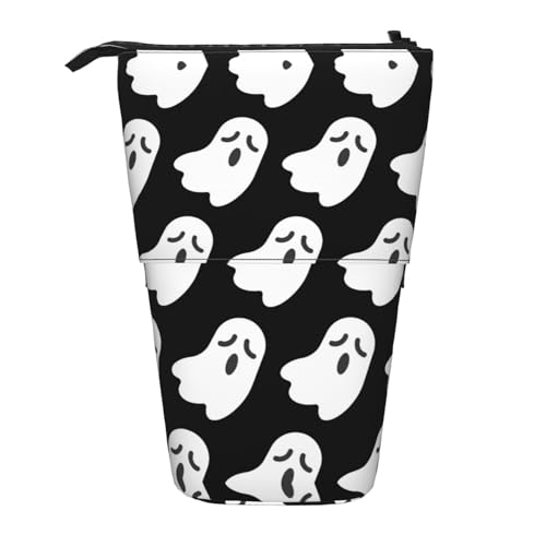 DRTGEDS Niedlicher weißer Geist Halloween Stücke Teleskop-Bleistifthalter Teleskop-Bleistift-Organizer Kosmetiktasche Make-up-Tasche von DRTGEDS