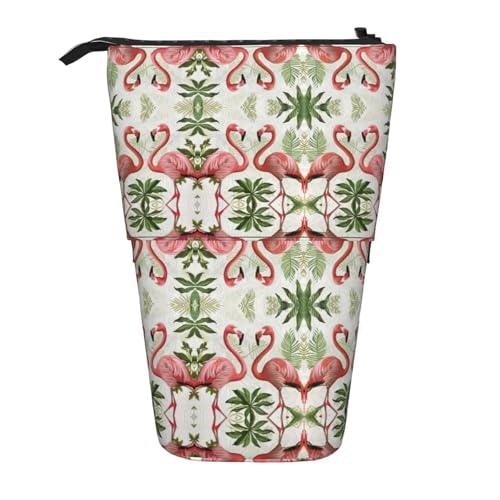 DRTGEDS Pop-Up-Federmäppchen und Kosmetiktasche mit Flamingos auf weißem Teleskop, Bastelbedarf, Make-up-Organizer DRTGEDS Pop-Up-Federmäppchen und Kosmetiktasche mit Flamingos auf weißem Teleskop, Bastelbedarf, Make-up-Organizer von DRTGEDS