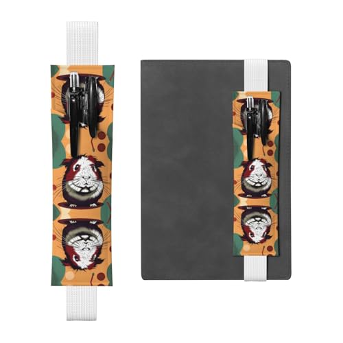 DRTGEDS Stifthalter mit Meerschweinchen-Muster, buntes Gummiband, PVC-Leder, abnehmbarer Stifthalter für Notizbuch von DRTGEDS