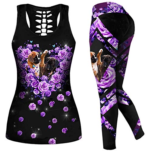 DRZHEAM Damen Zucker Schädel Yoga Outfits für Frauen 2 Stück Sets, Weihnachten Tank Tops Leggings Training Activewear für Mädchen von DRZHEAM