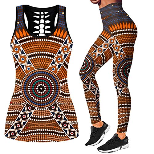 DRZHEAM Damen Zucker Schädel Yoga Outfits für Frauen 2 Stück Sets, Weihnachten Tank Tops Leggings Training Activewear für Mädchen von DRZHEAM