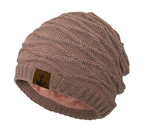 Beanie Wintermütze Damen Herren Mütze Strickmütze gefüttert meliert (Altrosa) von DS-70