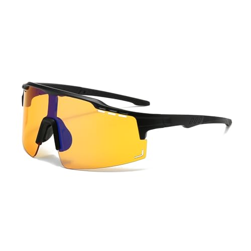 DSAFHIU Photochrome Fahrrad-Sonnenbrille mit UV-Schutz, Rahmen/Bügel/Gläser aus PC-Material for Radfahren und Wandern, blendfreie Outdoor-Sportbrille(Black frame night gray) von DSAFHIU