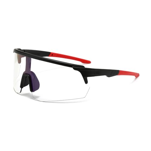 DSAFHIU Photochrome Sonnenbrille for Männer und Frauen mit UV400-Schutz, leichter PC-Rahmen und -Linse, blendfreie Brille for Autofahren, Radfahren und Wandern im Freien(Black frame red) von DSAFHIU