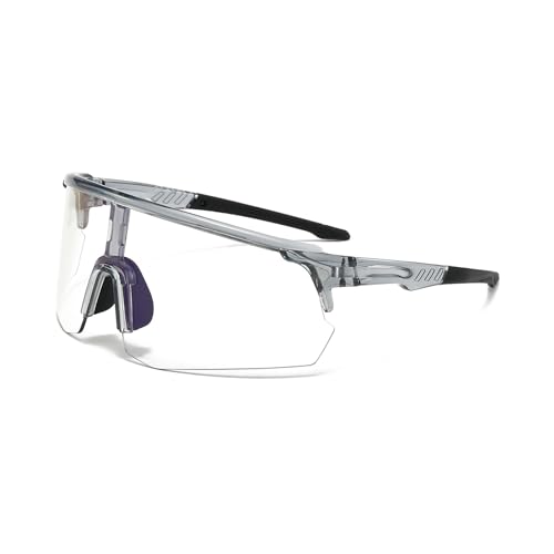 DSAFHIU Photochrome Sonnenbrille for Männer und Frauen mit UV400-Schutz, leichter PC-Rahmen und -Linse, blendfreie Brille for Autofahren, Radfahren und Wandern im Freien(Gray frame black legs) von DSAFHIU